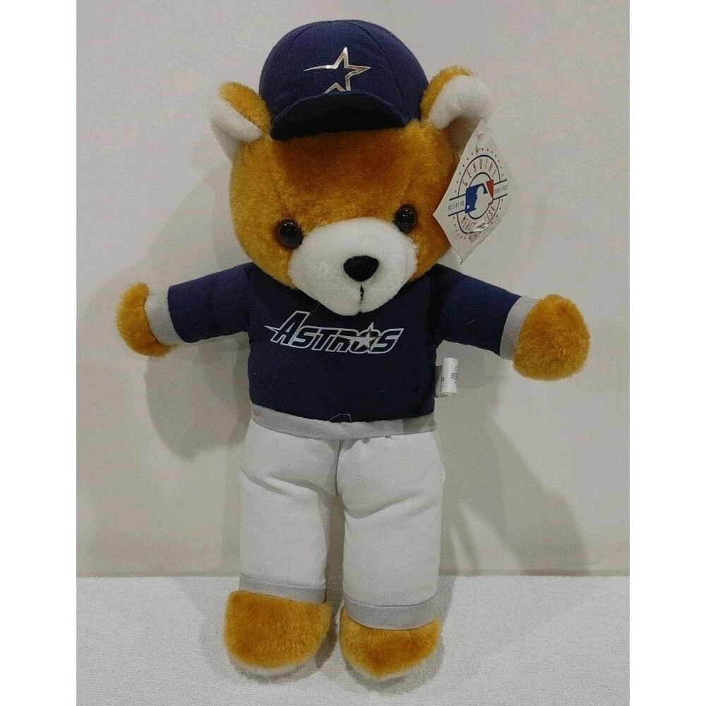 Vintage MLB Houston Astros Stuffed Brown 12" Teddy Bear Plush Play-By-Play